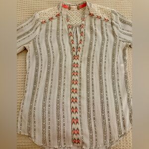 Altar'd State Striped Blouse - Cream and Pink